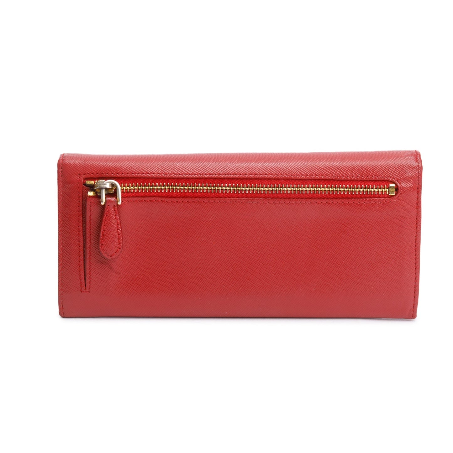 Prada Red Saffiano Metal Continental Wallet
