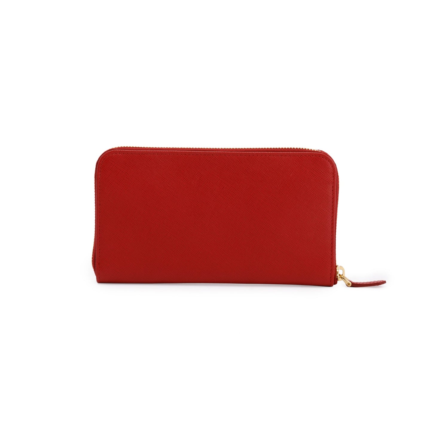 Prada Red Saffiano Zip Around Wallet