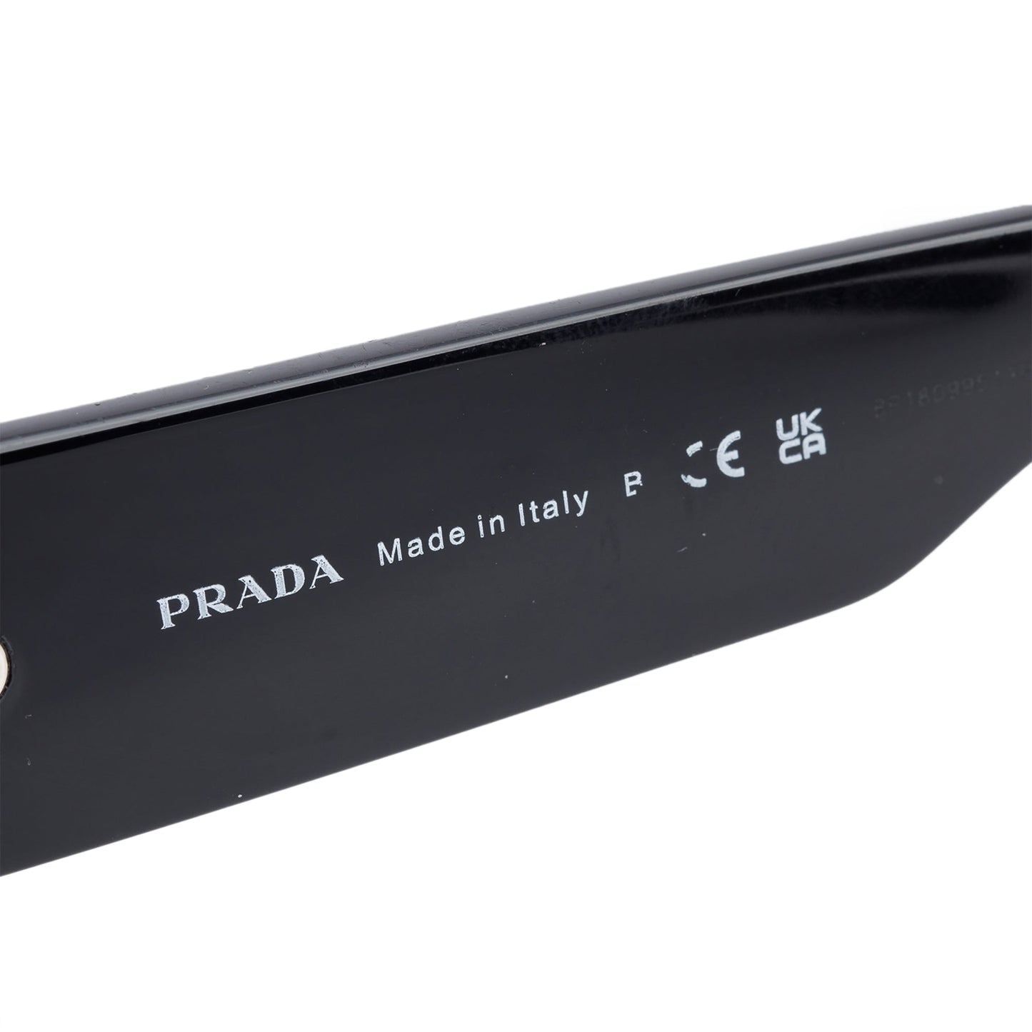Prada SPR A01 Black Acetate Logo Rectangular Sunglasses
