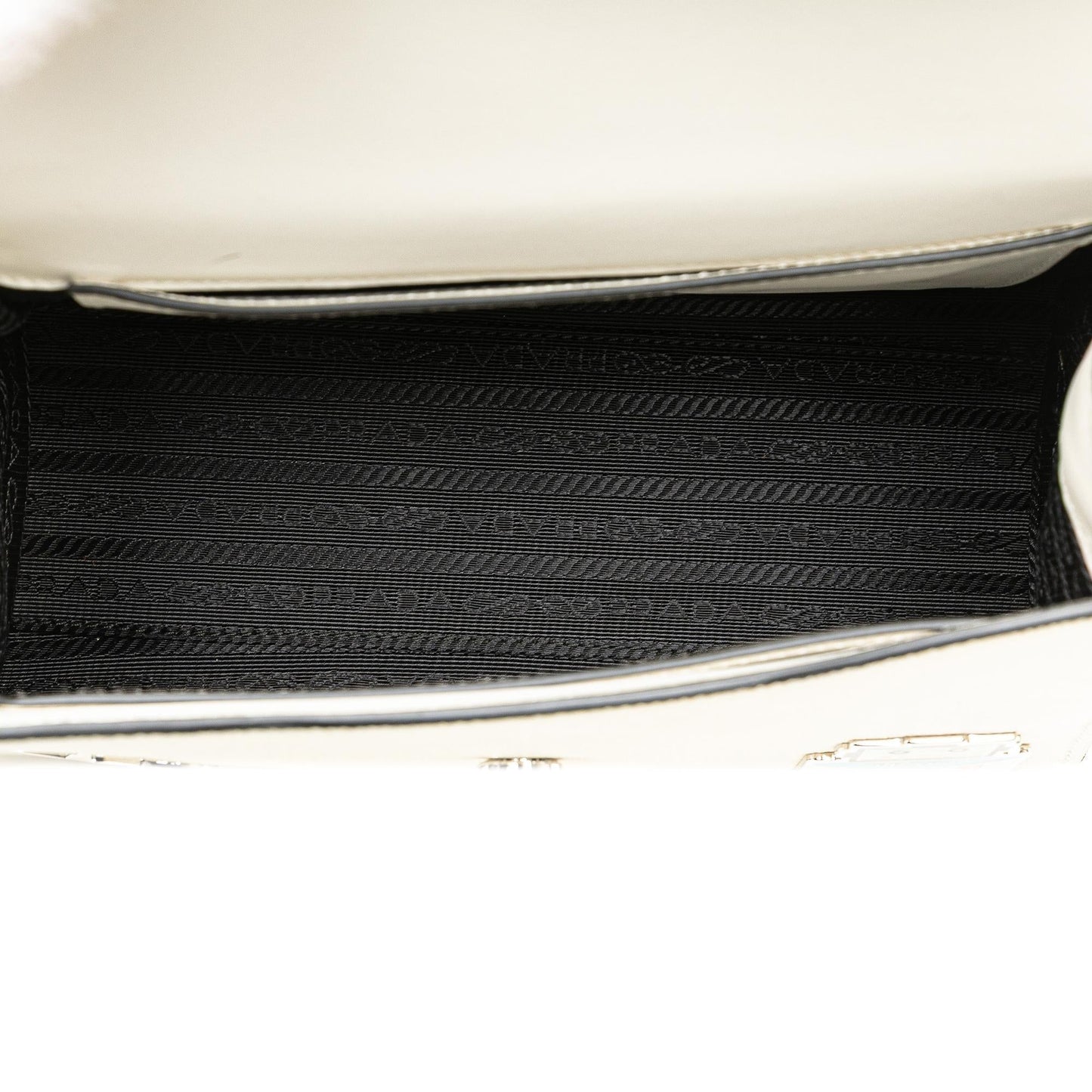 Prada Saffiano Cuir Monochrome Robot Patches Envelope Chain Flap