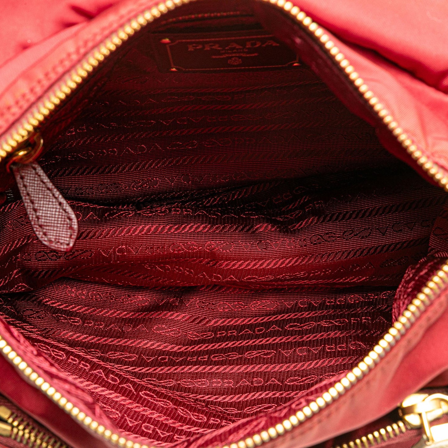 Prada Saffiano Trimmed Tessuto Zip Double Buckle Messenger Bag