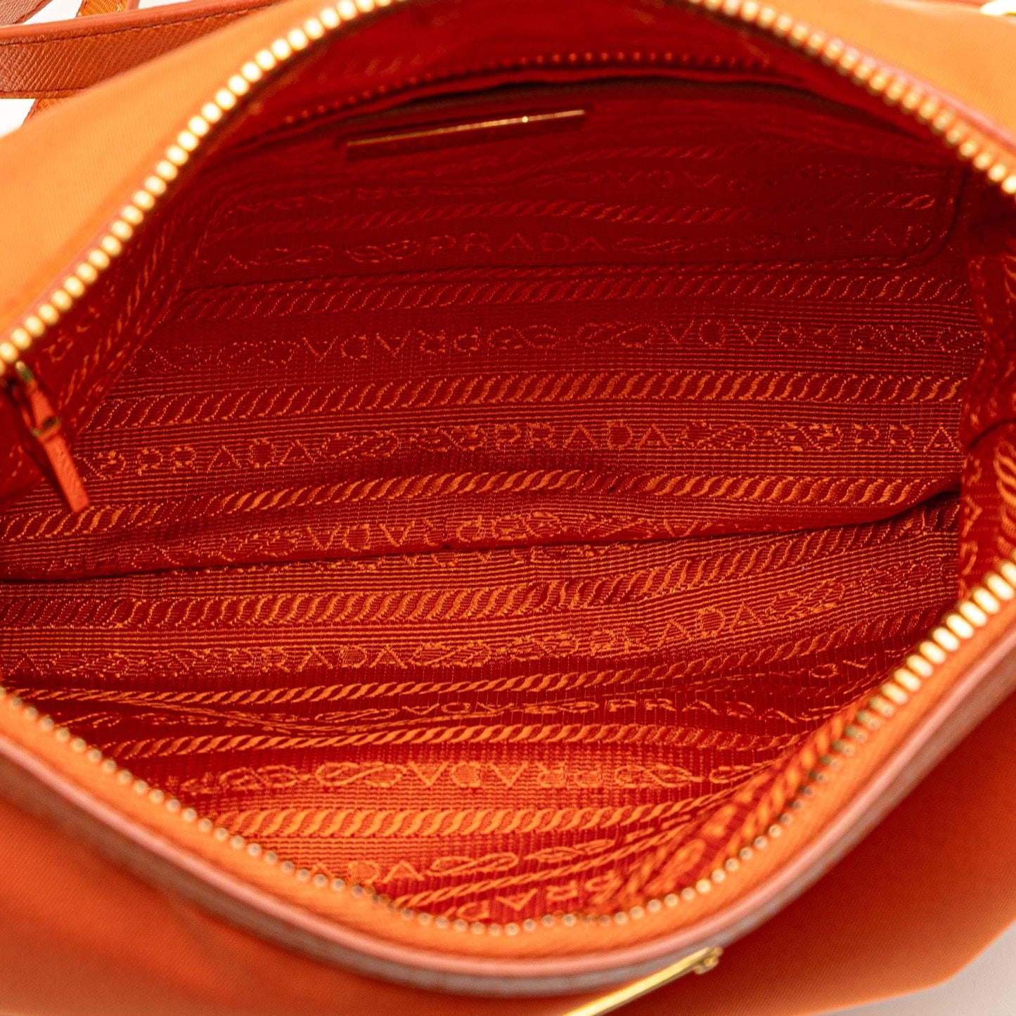 Prada Saffiano Trimmed Tessuto Zip Top Crossbody