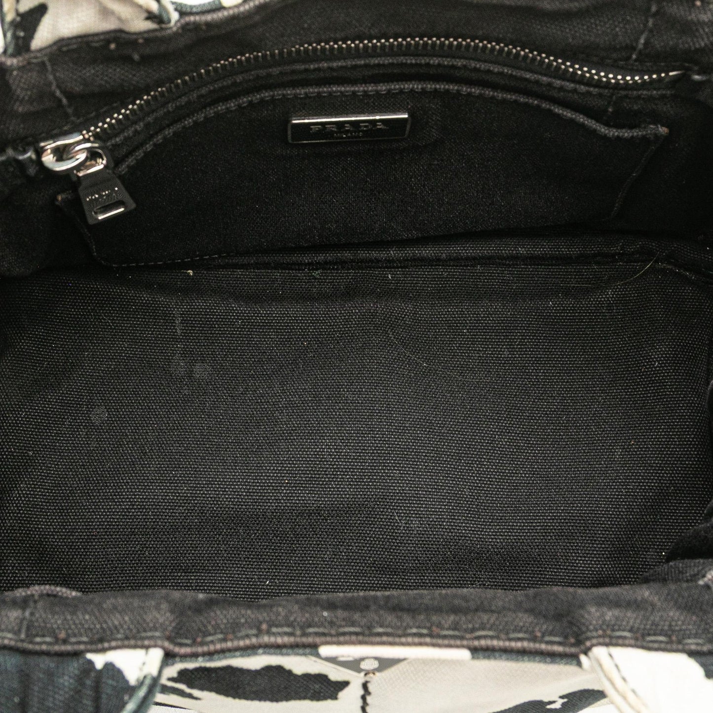Prada Small Canvas Canapa Cow Print Satchel