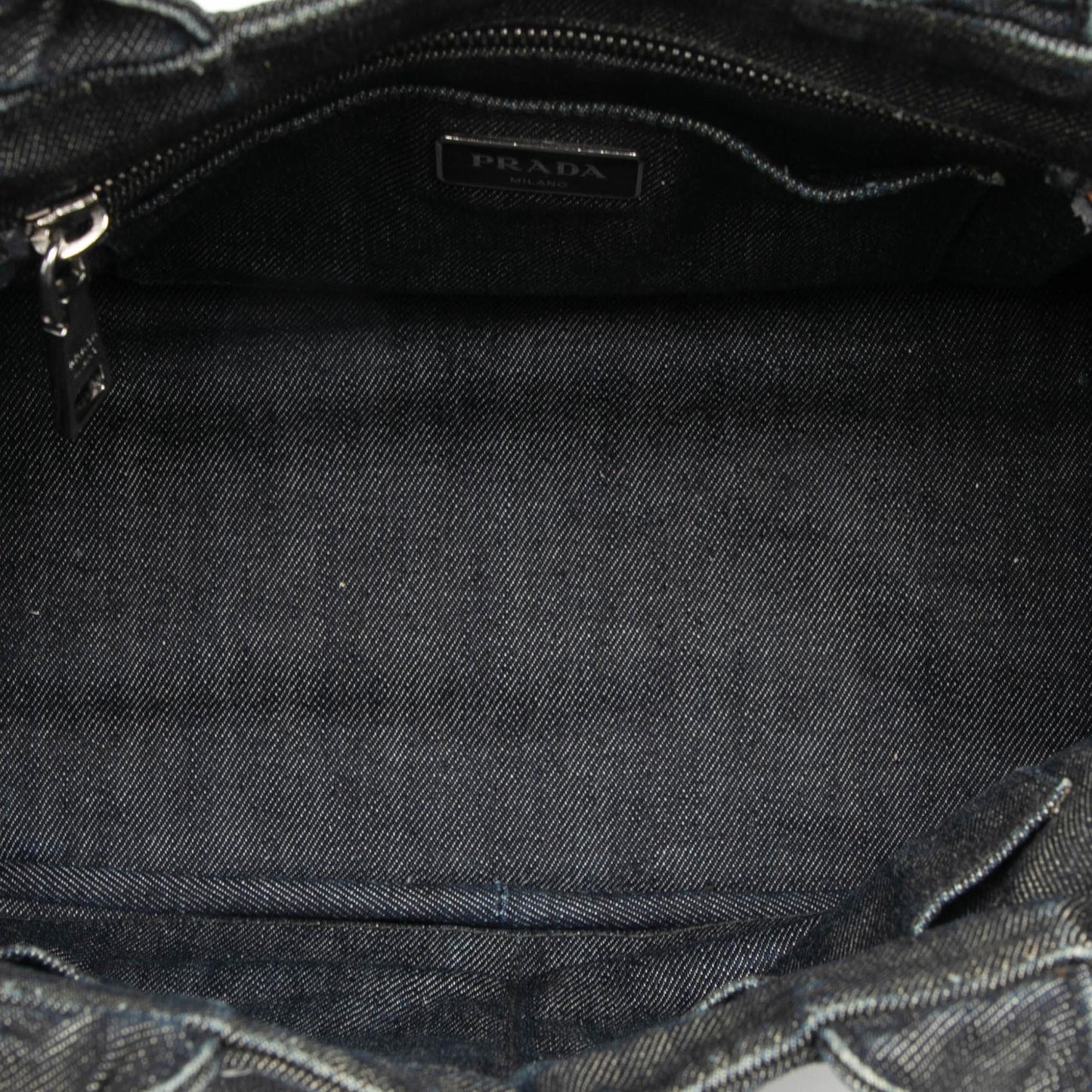 Prada Small Denim Canapa Bijoux and Grommet Satchel