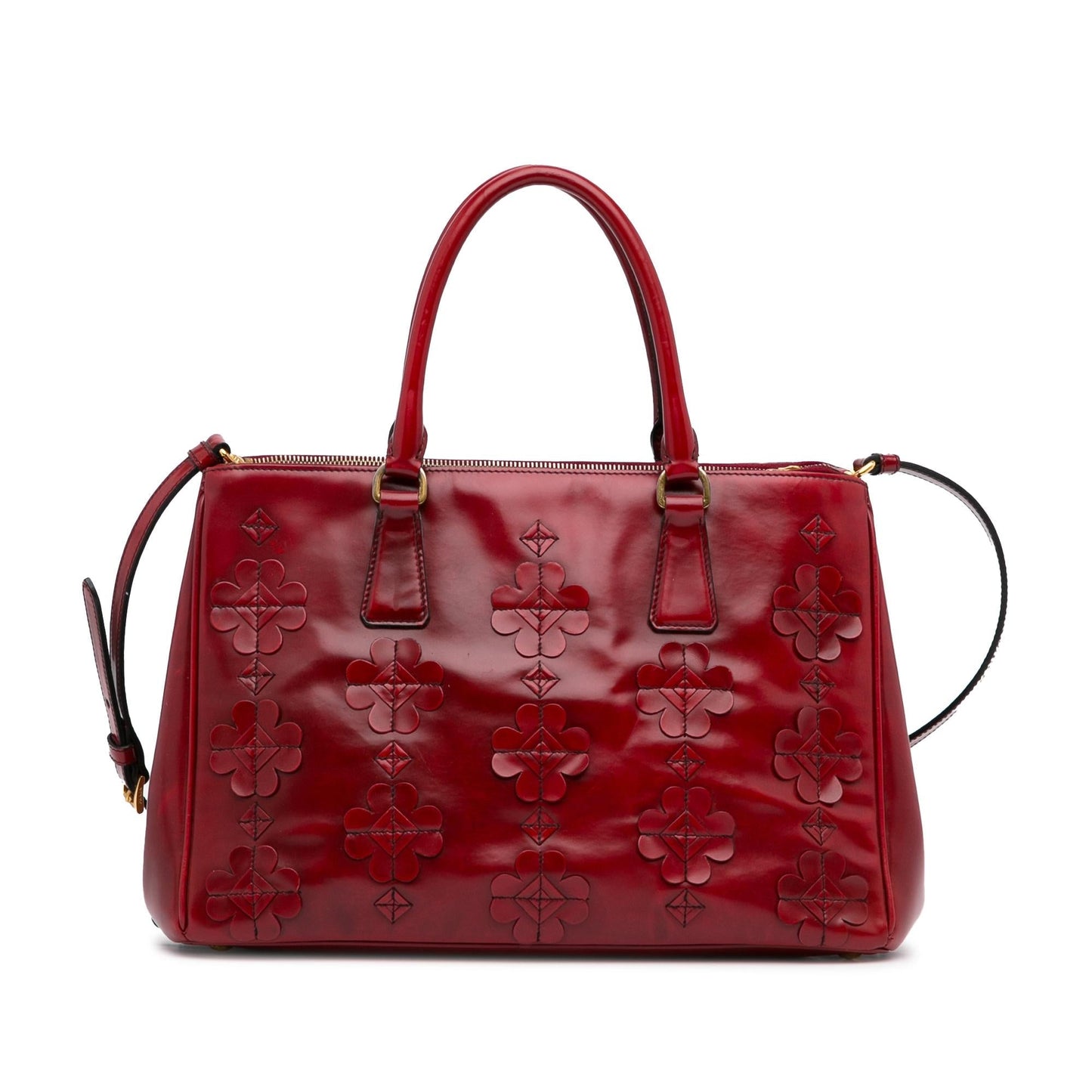Prada Spazzolato Flowers Galleria Double Zip (SHG-S9gWEE)