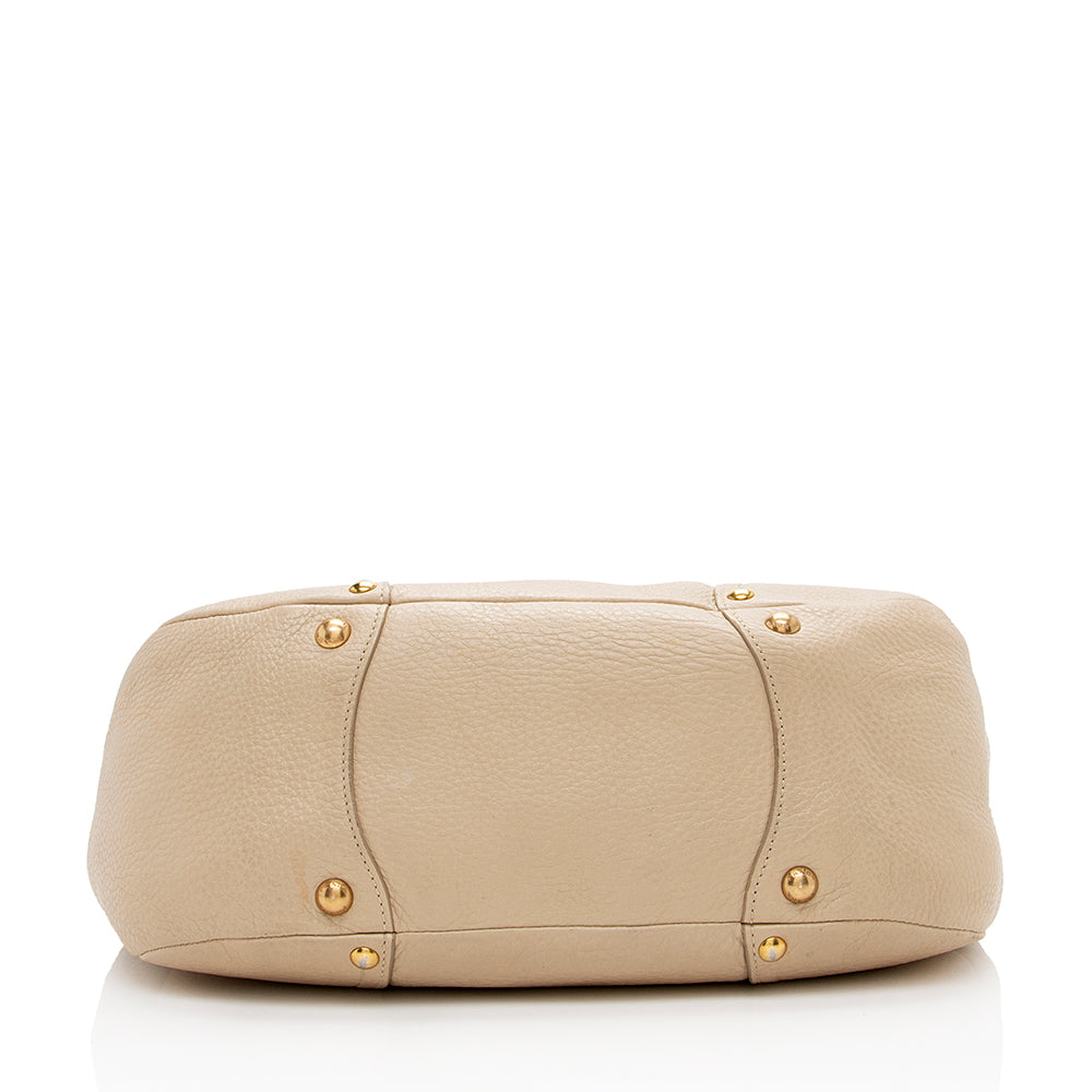 Prada Vitello Daino Leather Pushlock Tote (SHF-16679)