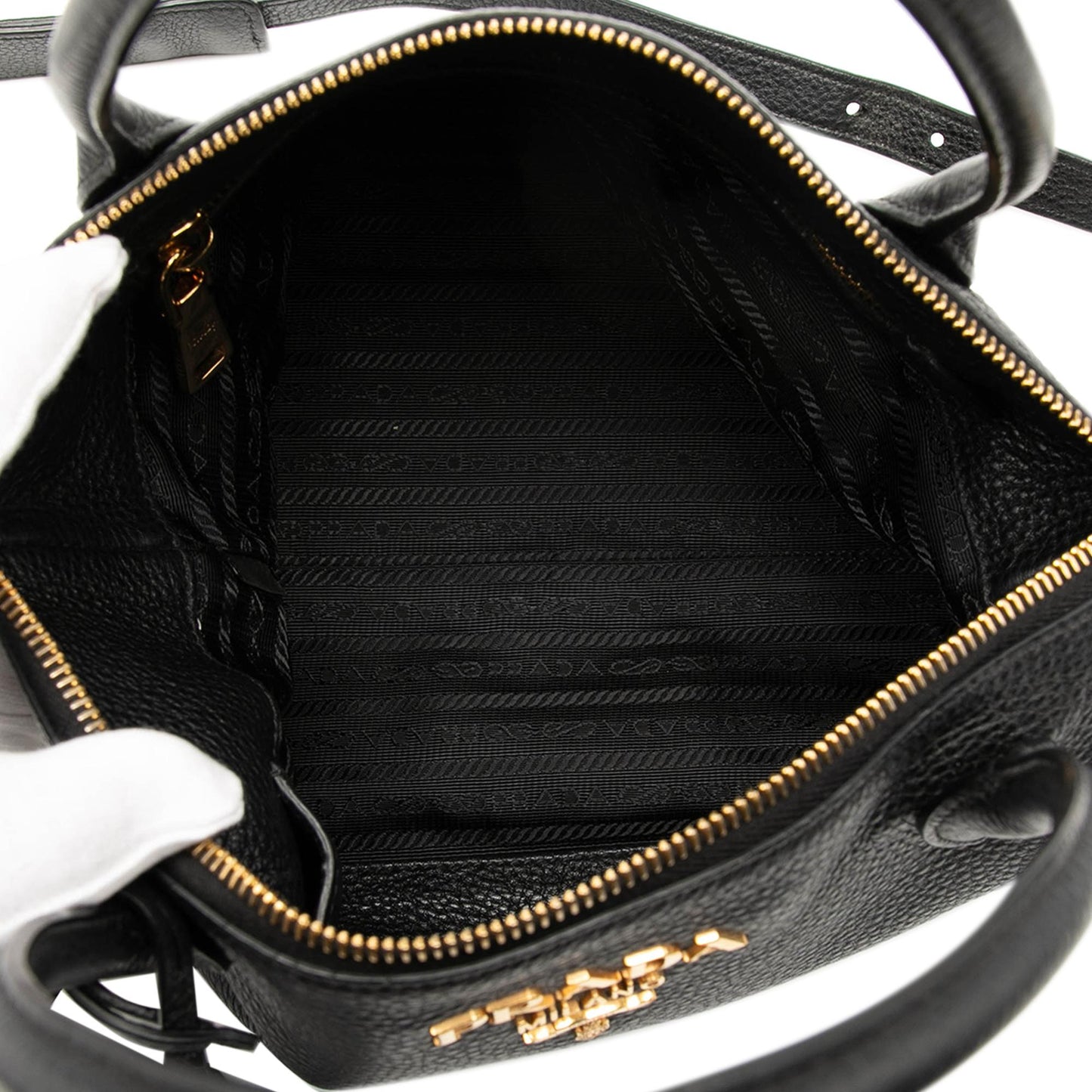 Prada Vitello Daino Zip Top Satchel
