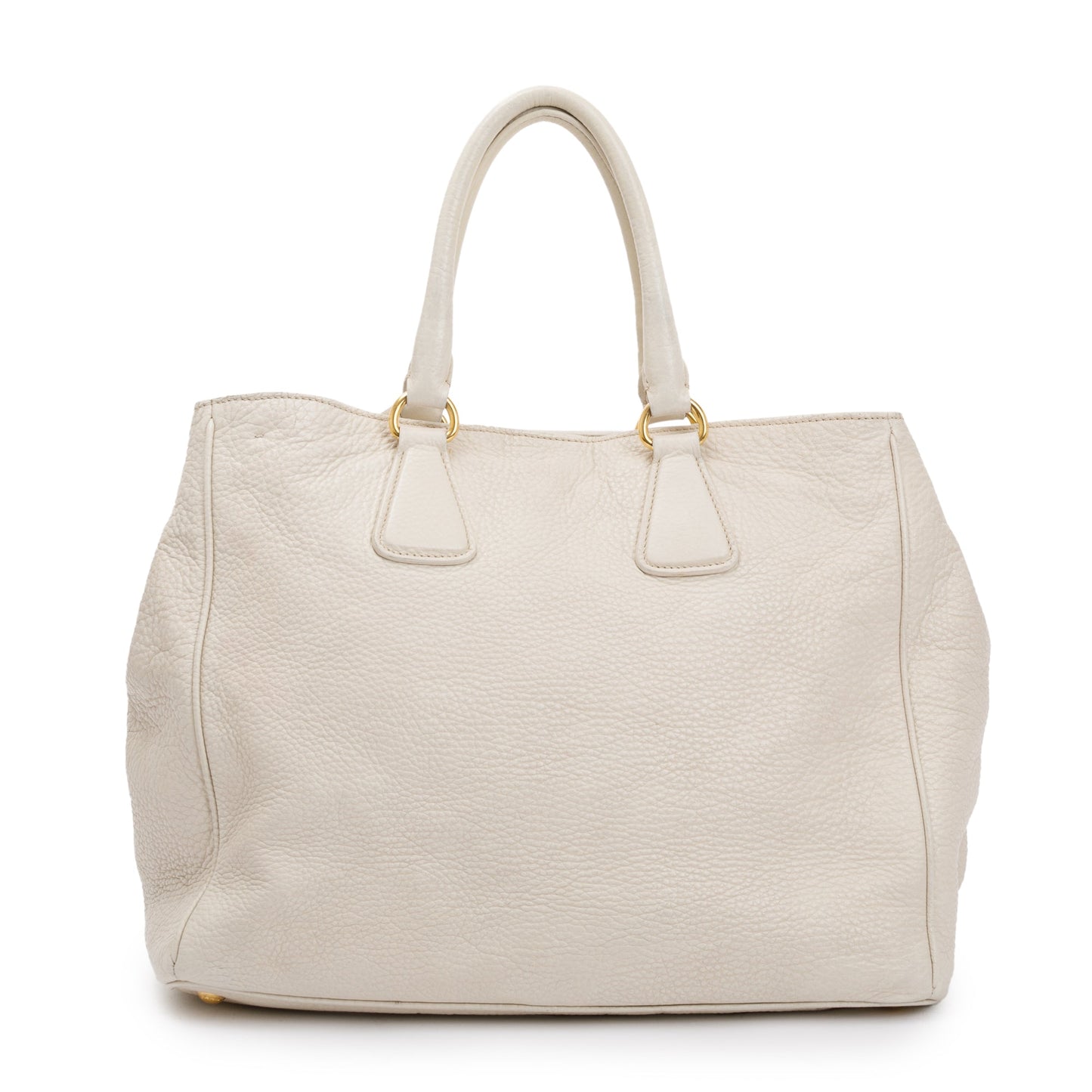 Prada White Vitello Daino Leather Tote