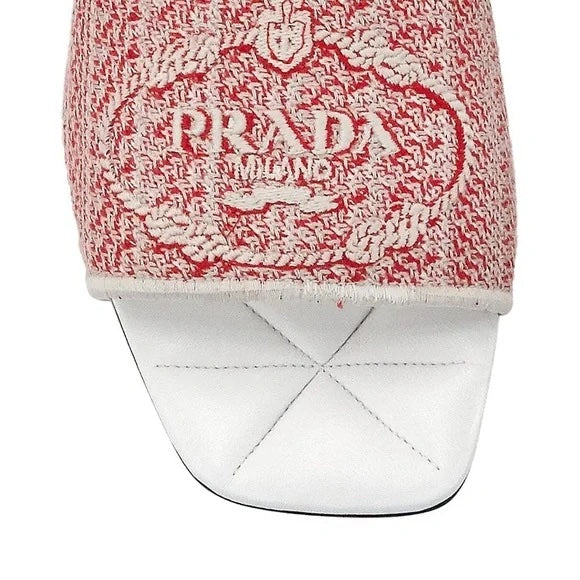 PRADA RICAMO JACQUARD EMBROIDERED SLIDES