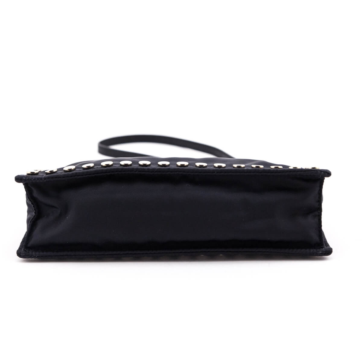 Prada Black Nylon Studded Etiquette Zip Shoulder Bag
