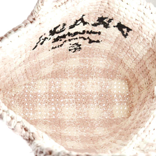 Prada Logo Tote Raffia Small