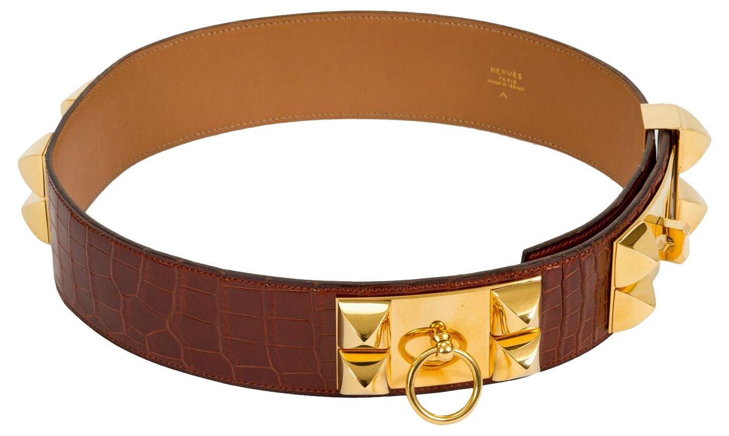 Hermes Rare Croc Collier de Chien Belt