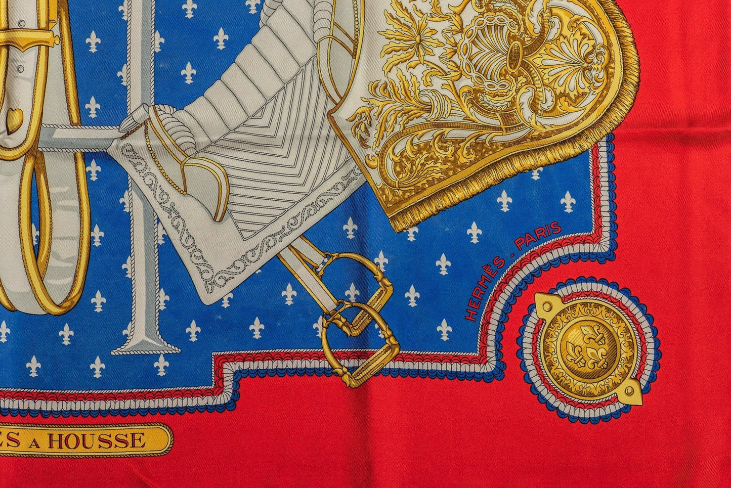 Hermes Red Silk Selles a Housse Scarf