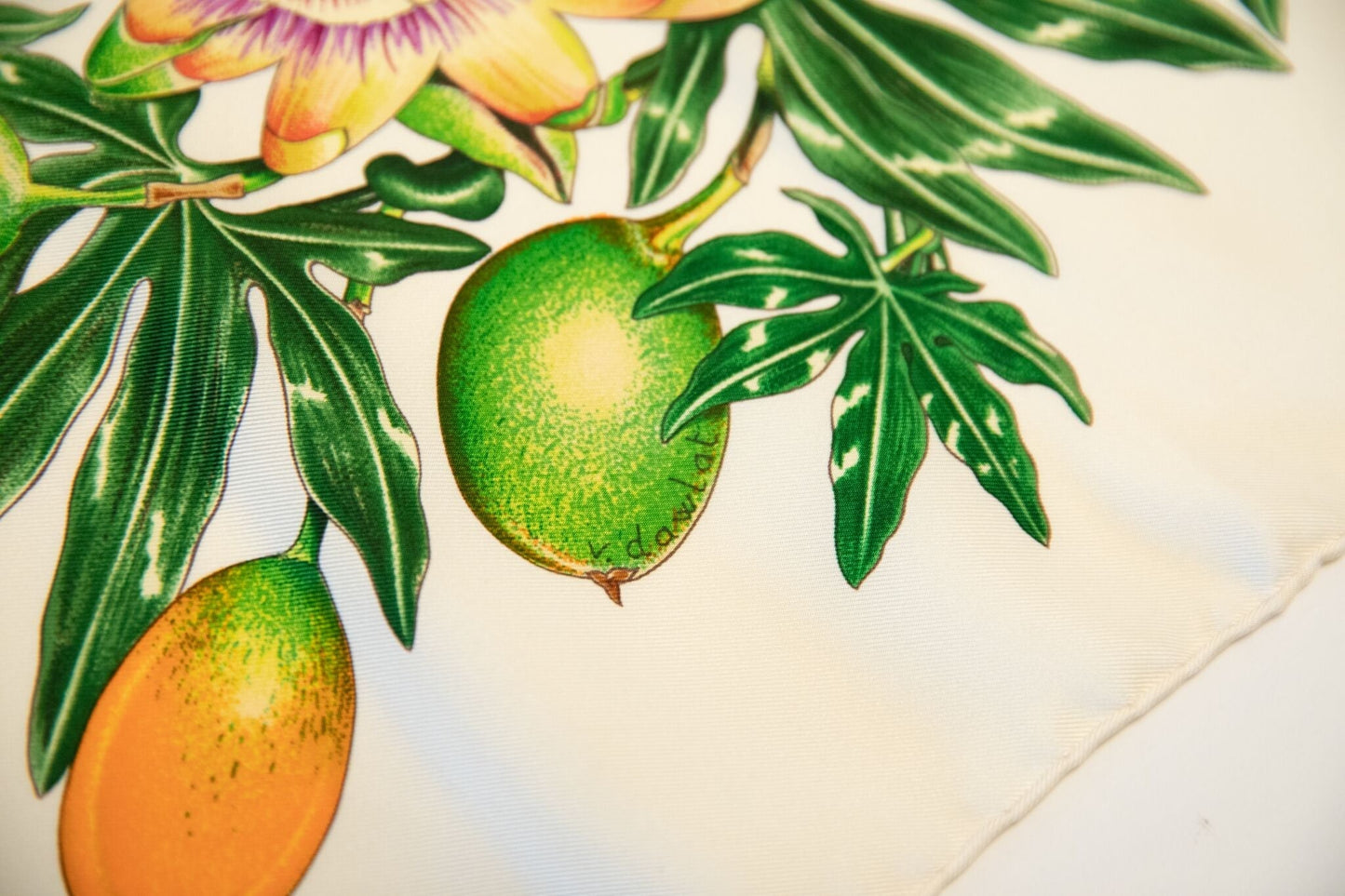 Hermes White Passiflores Scarf
