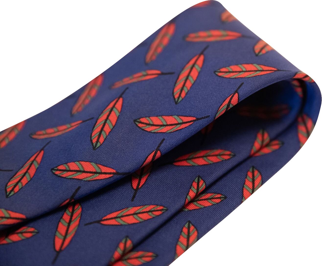 Hermes Navy Silk Feathers Tie