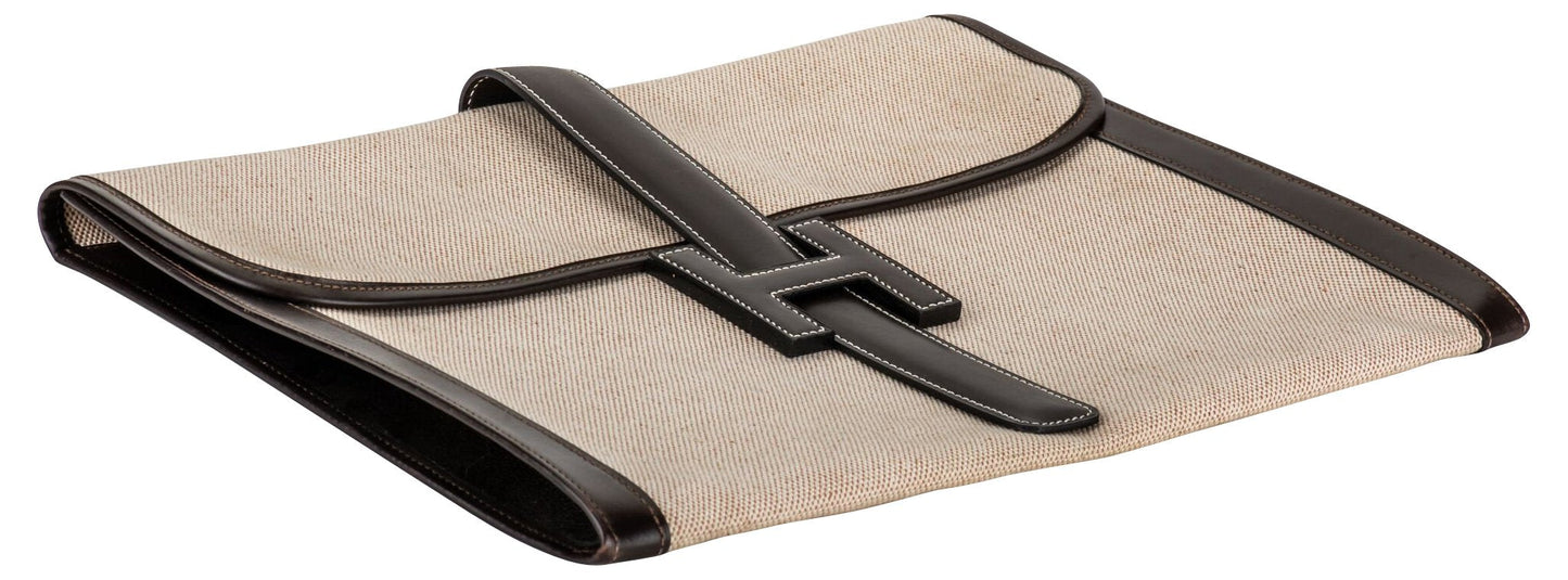 Hermes Jige Brown Toile Clutch