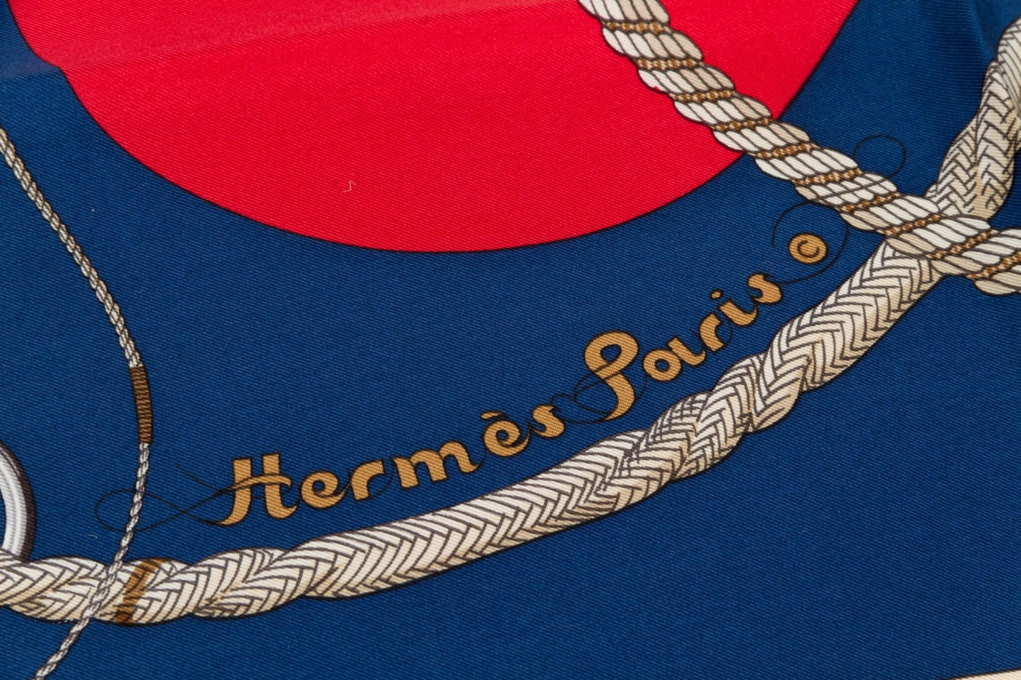 Hermes Clic Clac Red Blue Silk Scarf
