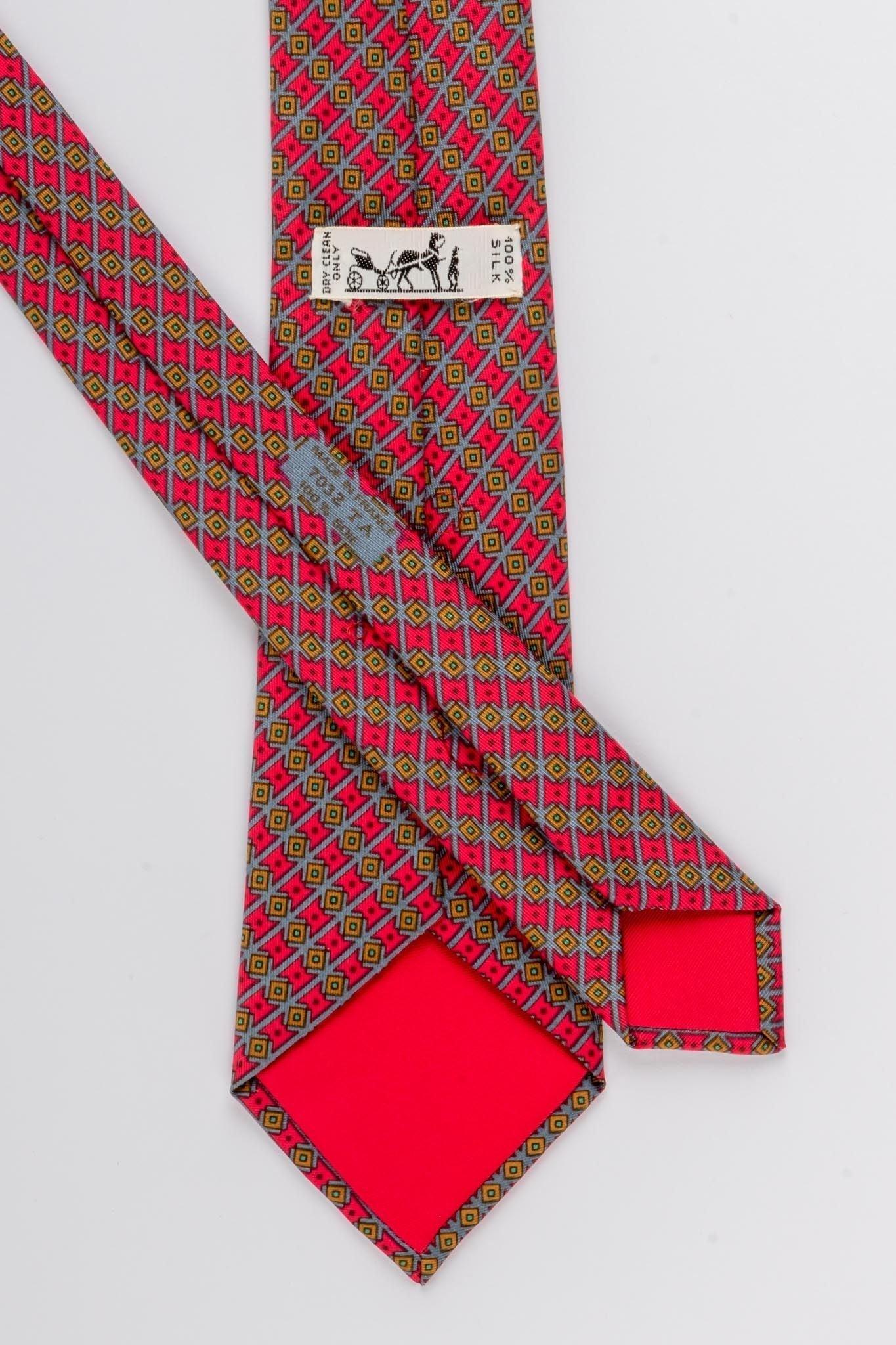 Hermes Hot Pink Geometric Silk Tie