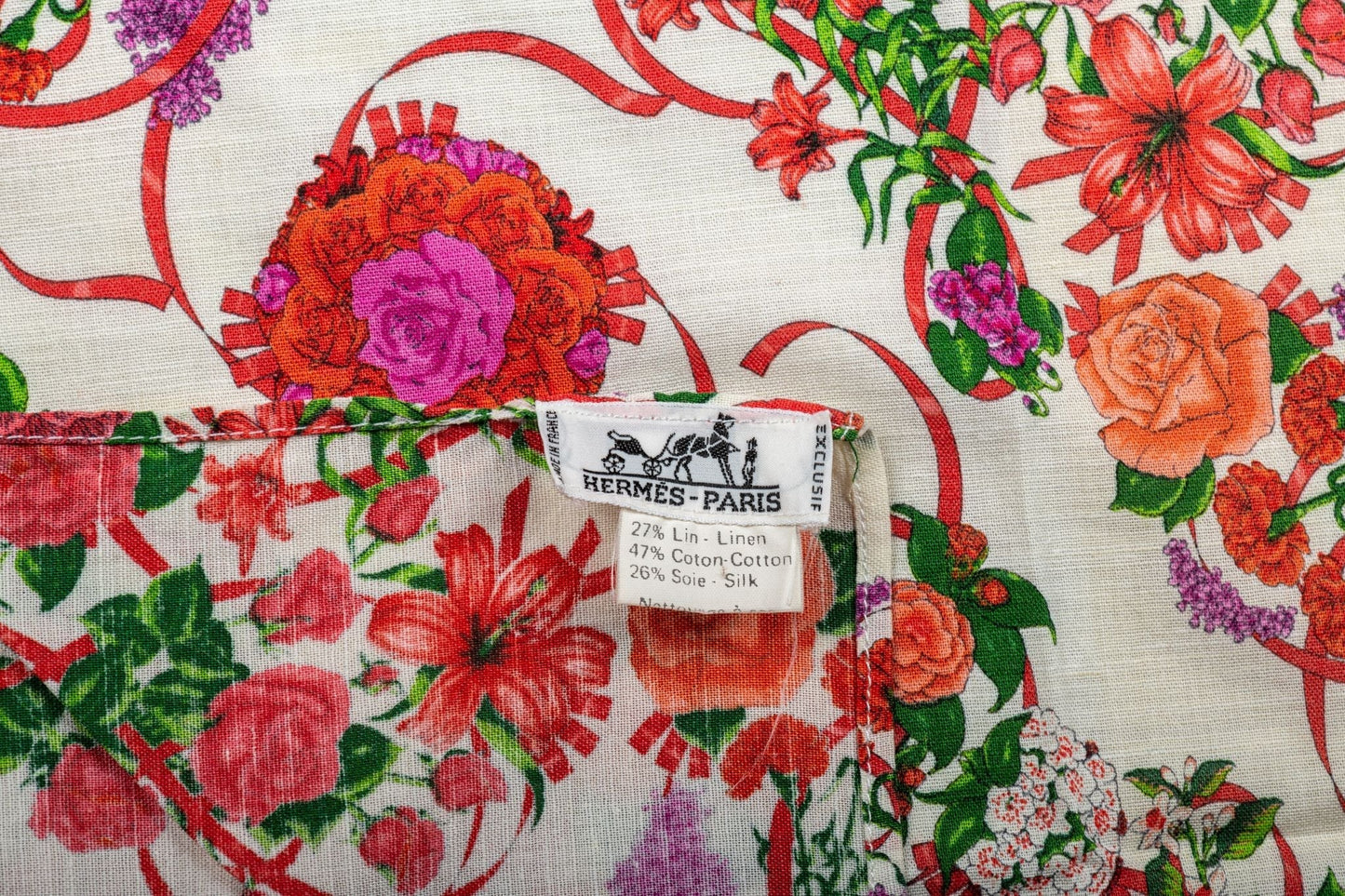 Hermes Vintage Flower Sarong Linen Silk