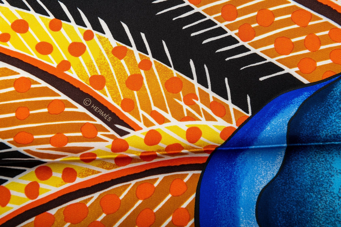 Hermes Black & Blue Jaguar Scarf