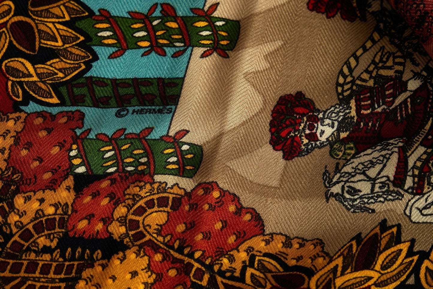 Hermes Paradis Du Roi Dark Red Shawl