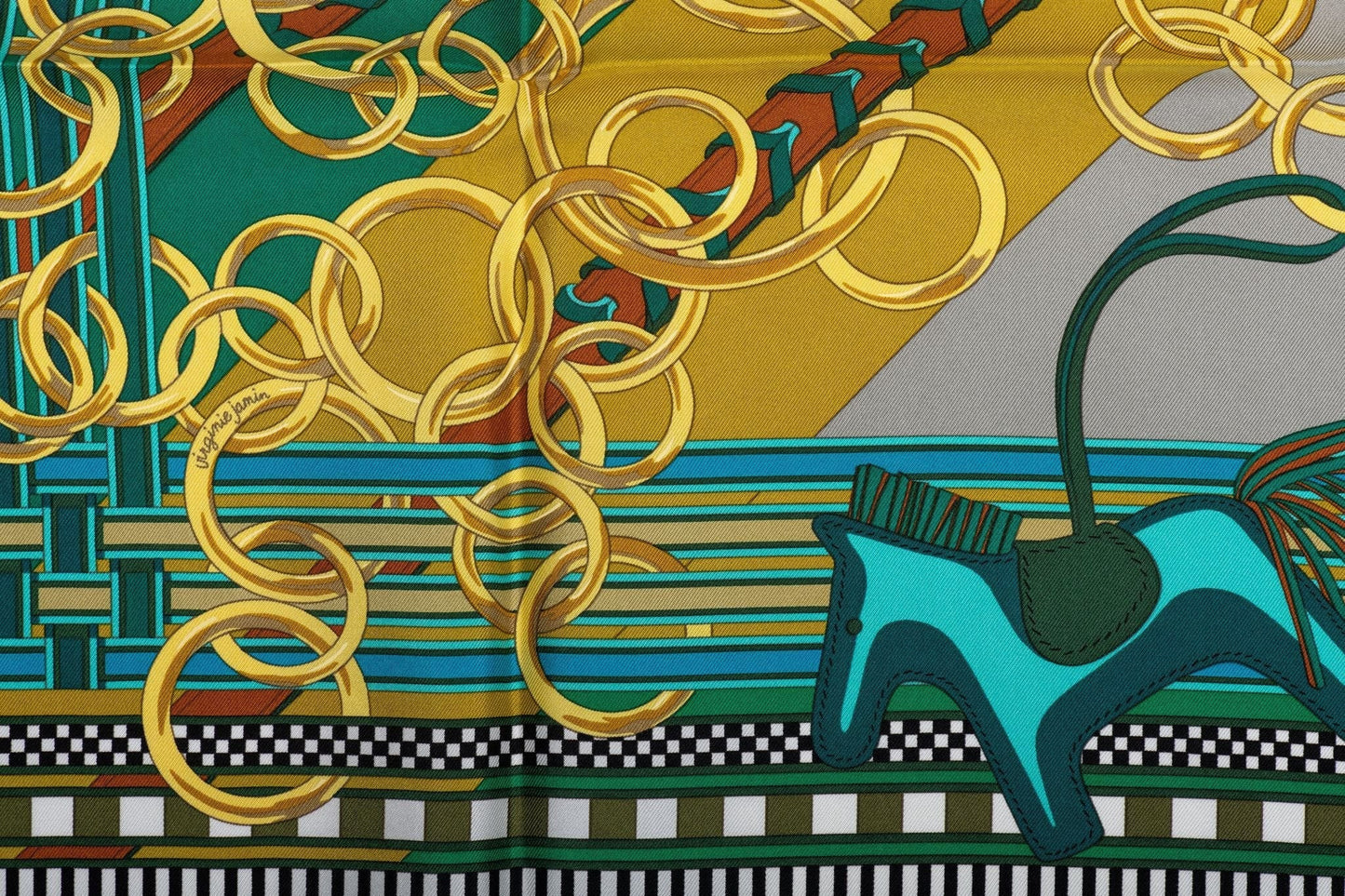Hermes Bag Charms Green Silk Scarf
