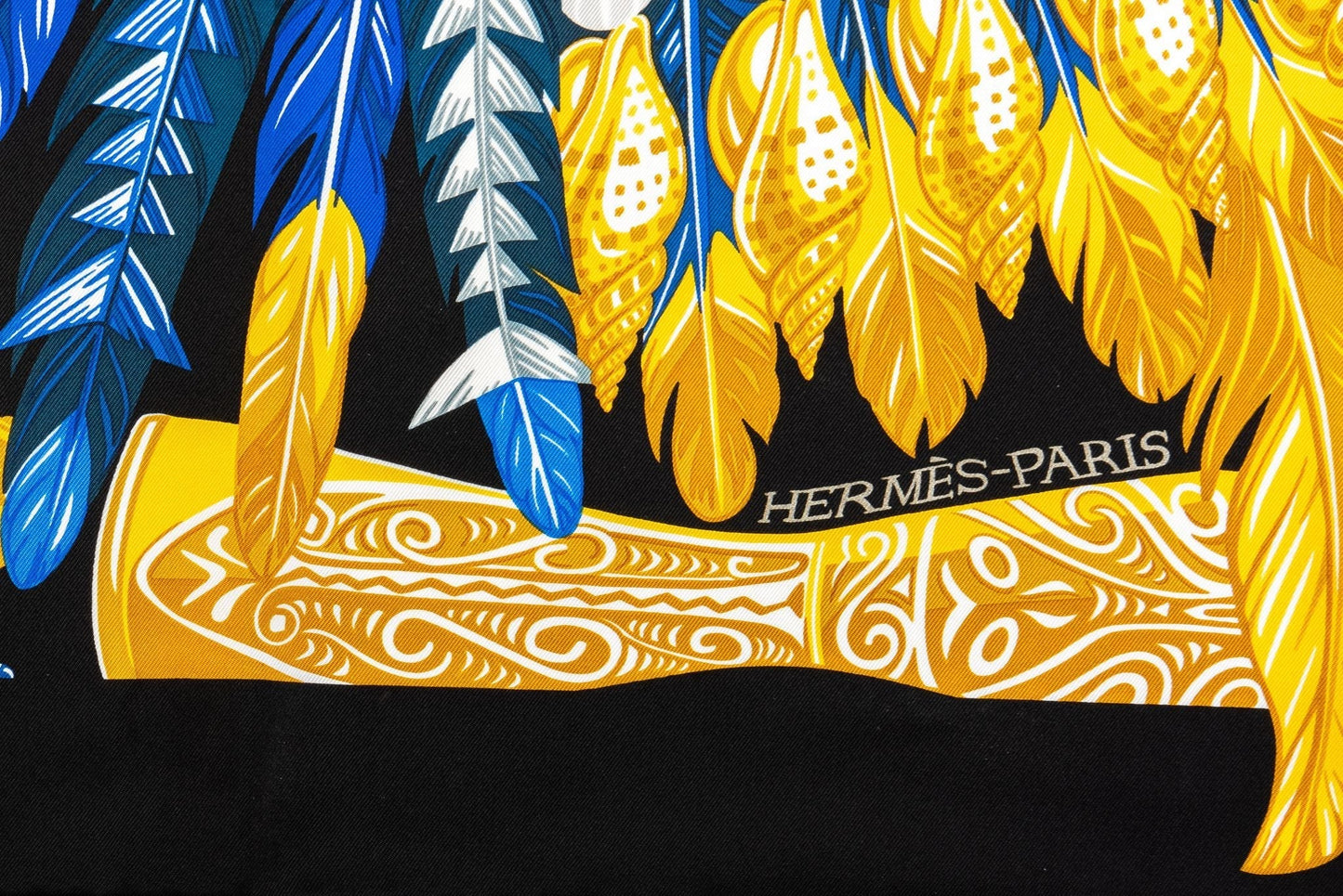 Hermes Black Danse Pacifique Silk Scarf