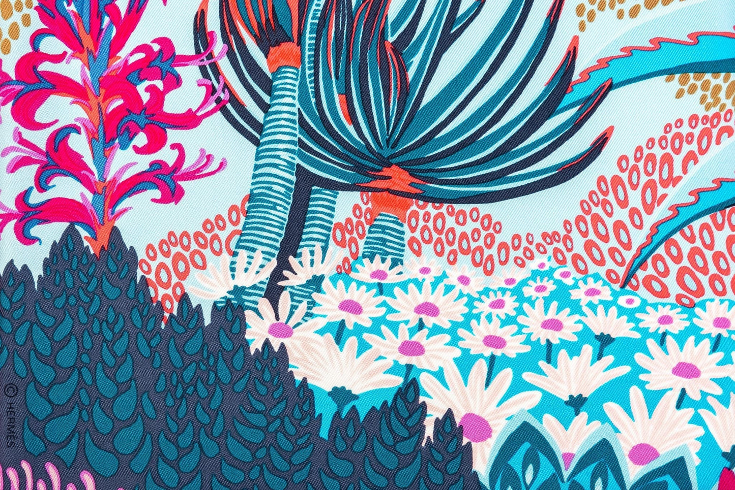 Hermes Mountain Zebra Pink Blue Scarf