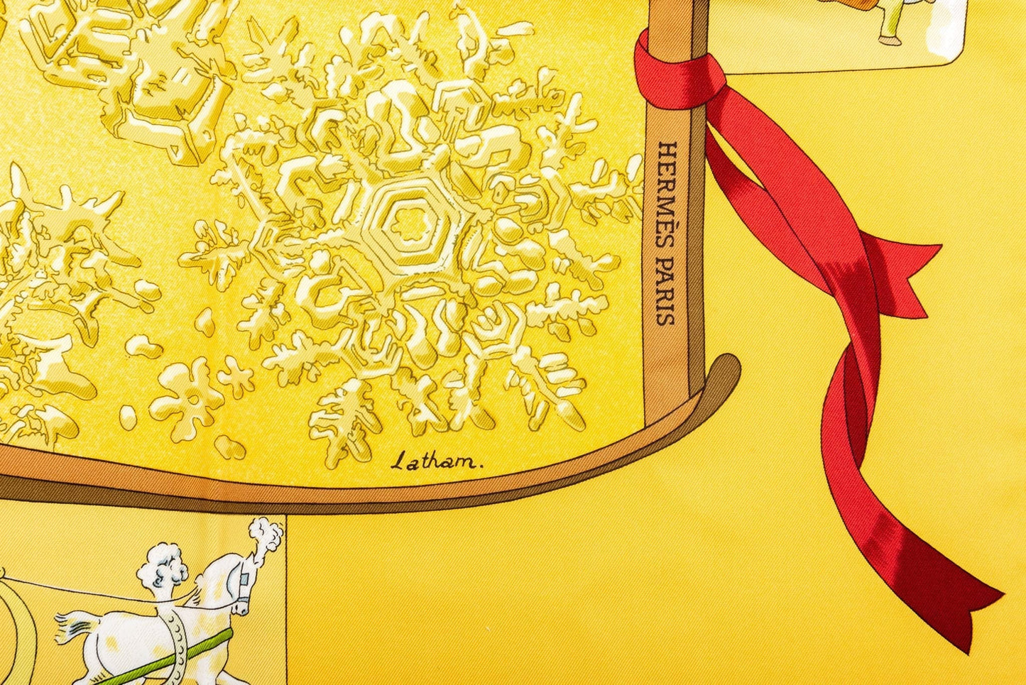 Hermes Yellow Neige d'Antan Silk Scarf