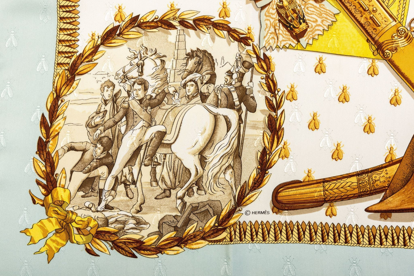 Hermes Napoleon Celest Silk Scarf Ledoux