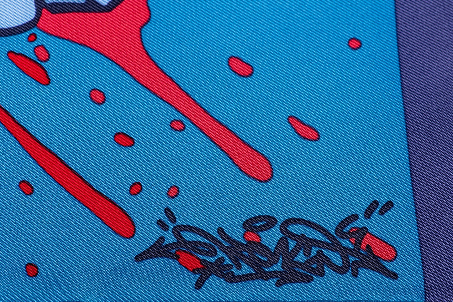 Hermes NIB Blue Graffiti Silk Gavroche