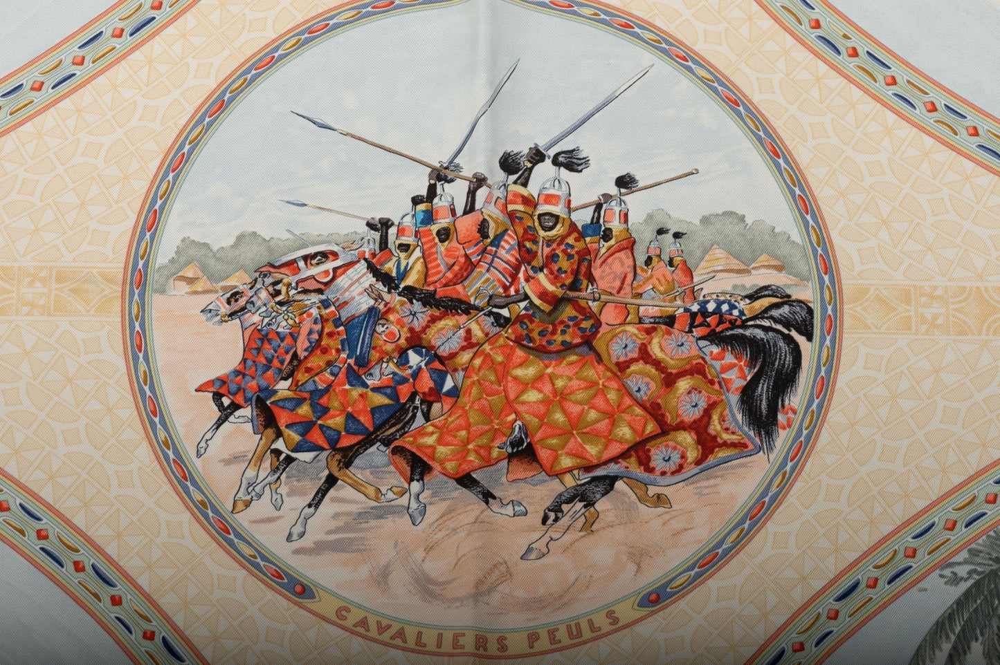 Hermes Green Cavaliers Peuls Silk Scarf