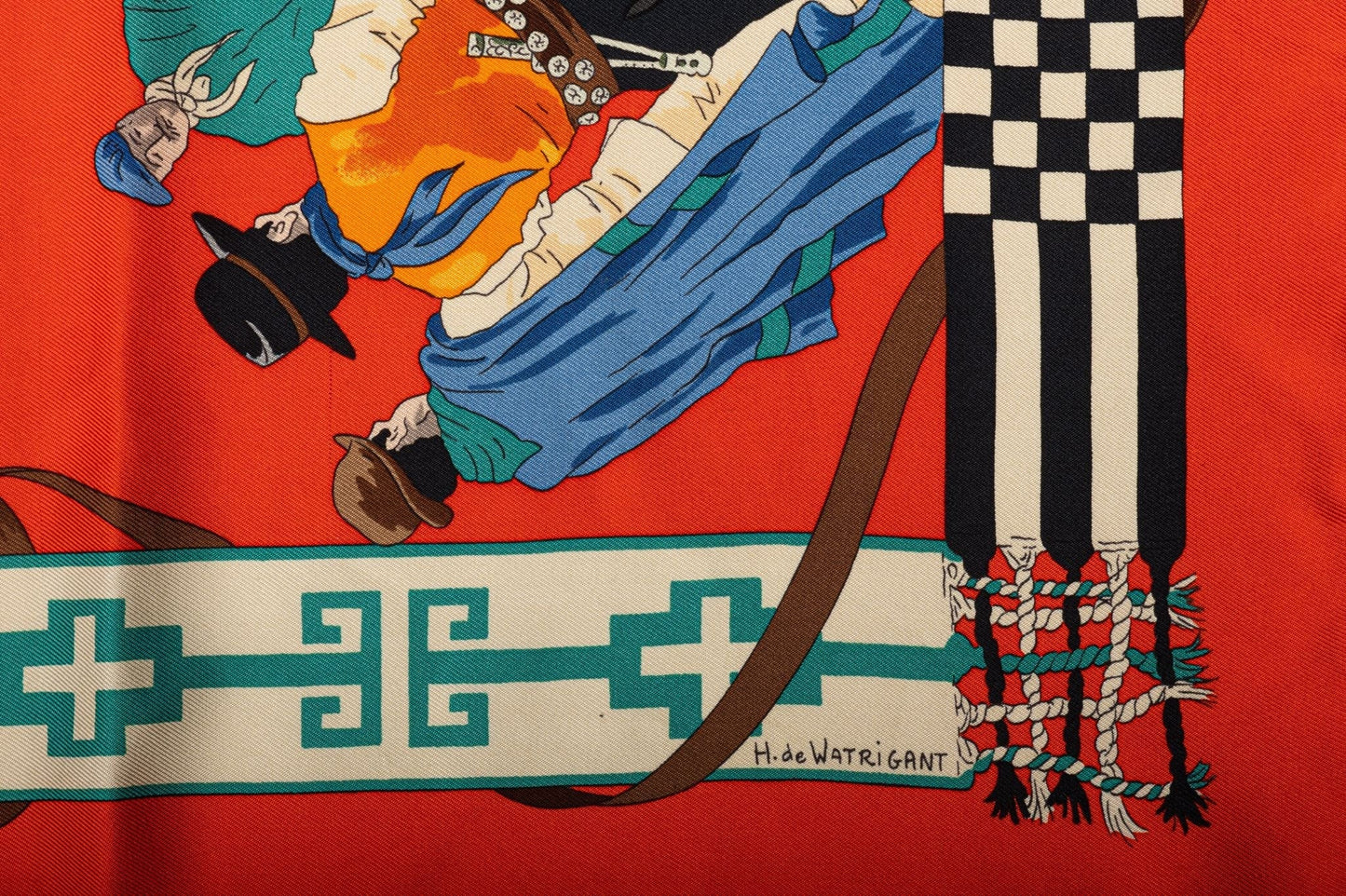 Hermes Red De Watrigant Silk Scarf