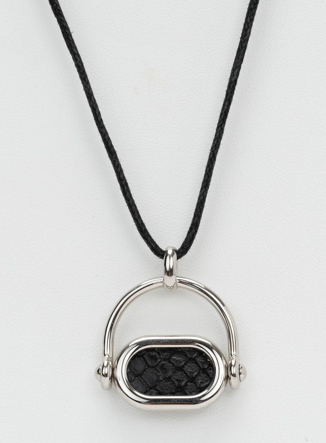 Hermes Necklace Silver Snake Skin
