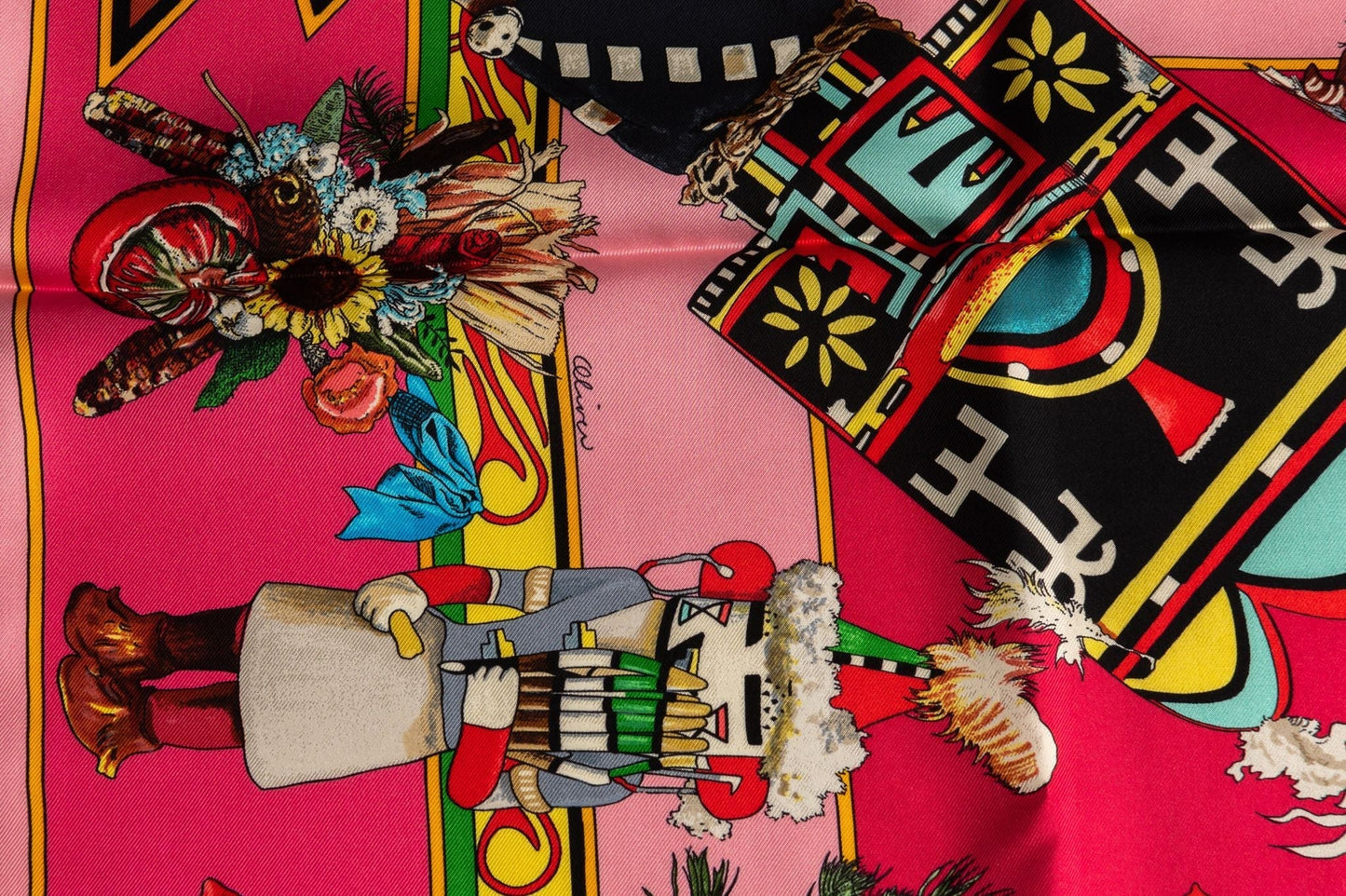 Hermes Pink Kachinas Silk Scarf NIB