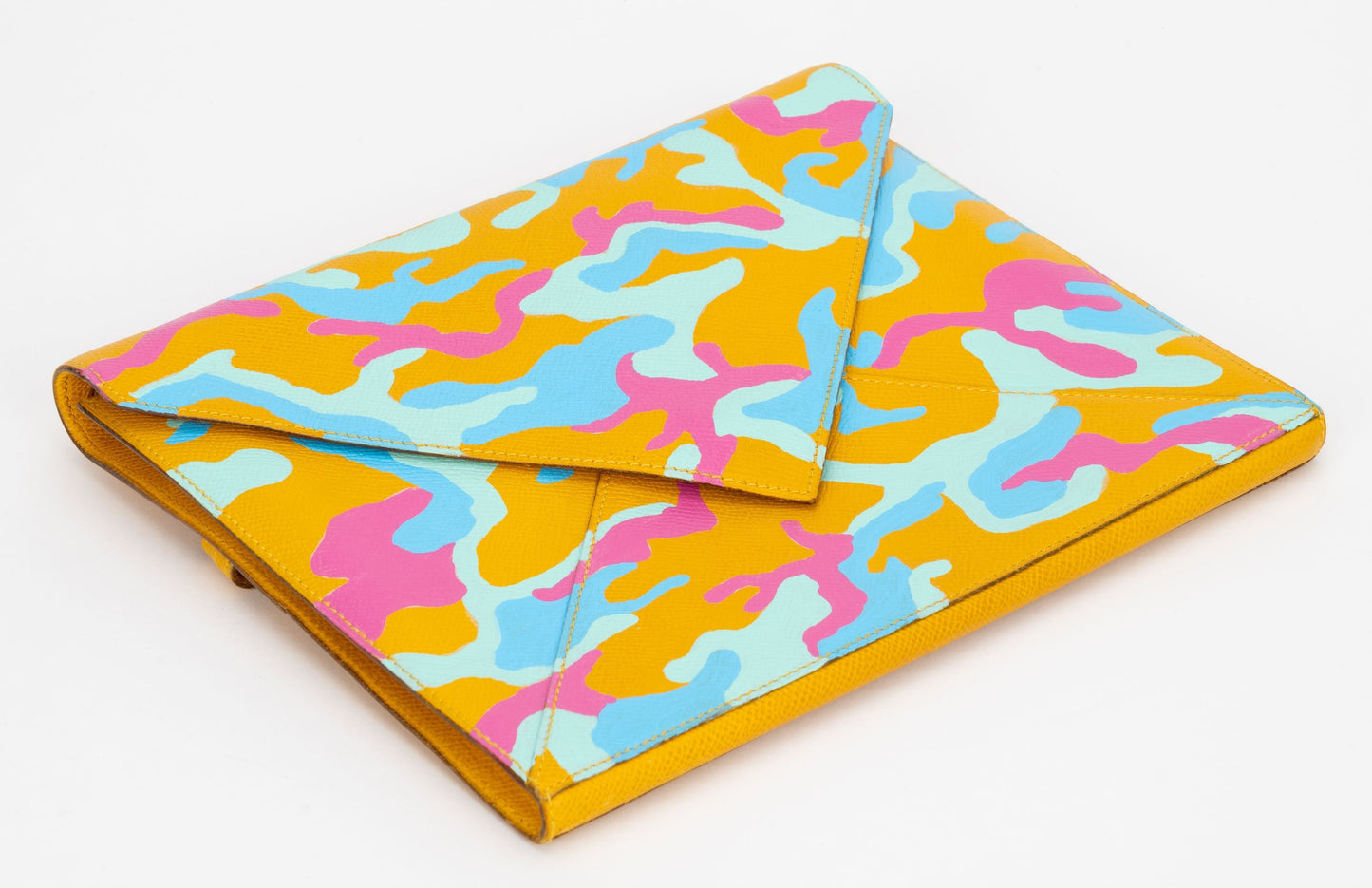 Hermes Custom Painted Yellow Clutch