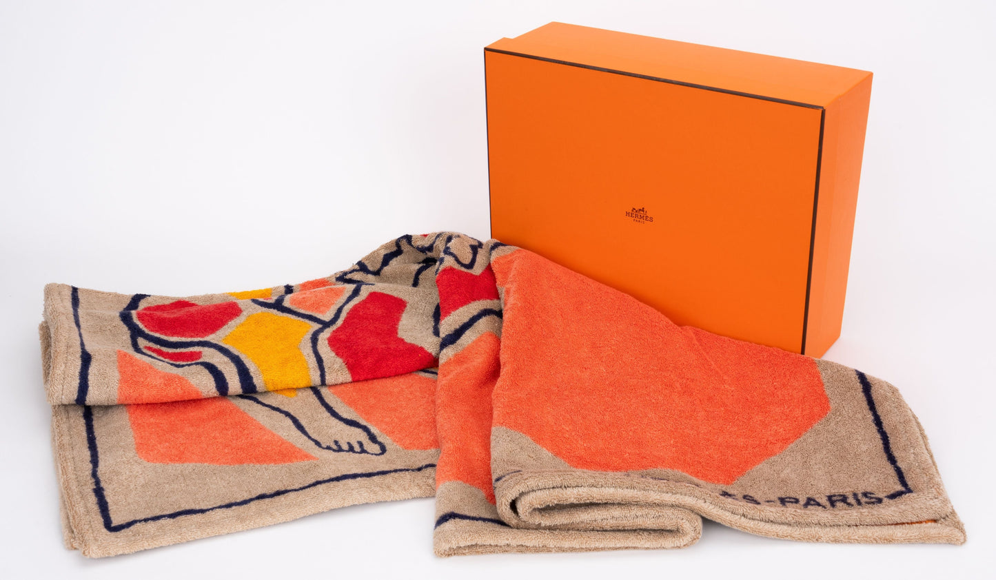 Hermes NIB Orange Horse Beach Towel