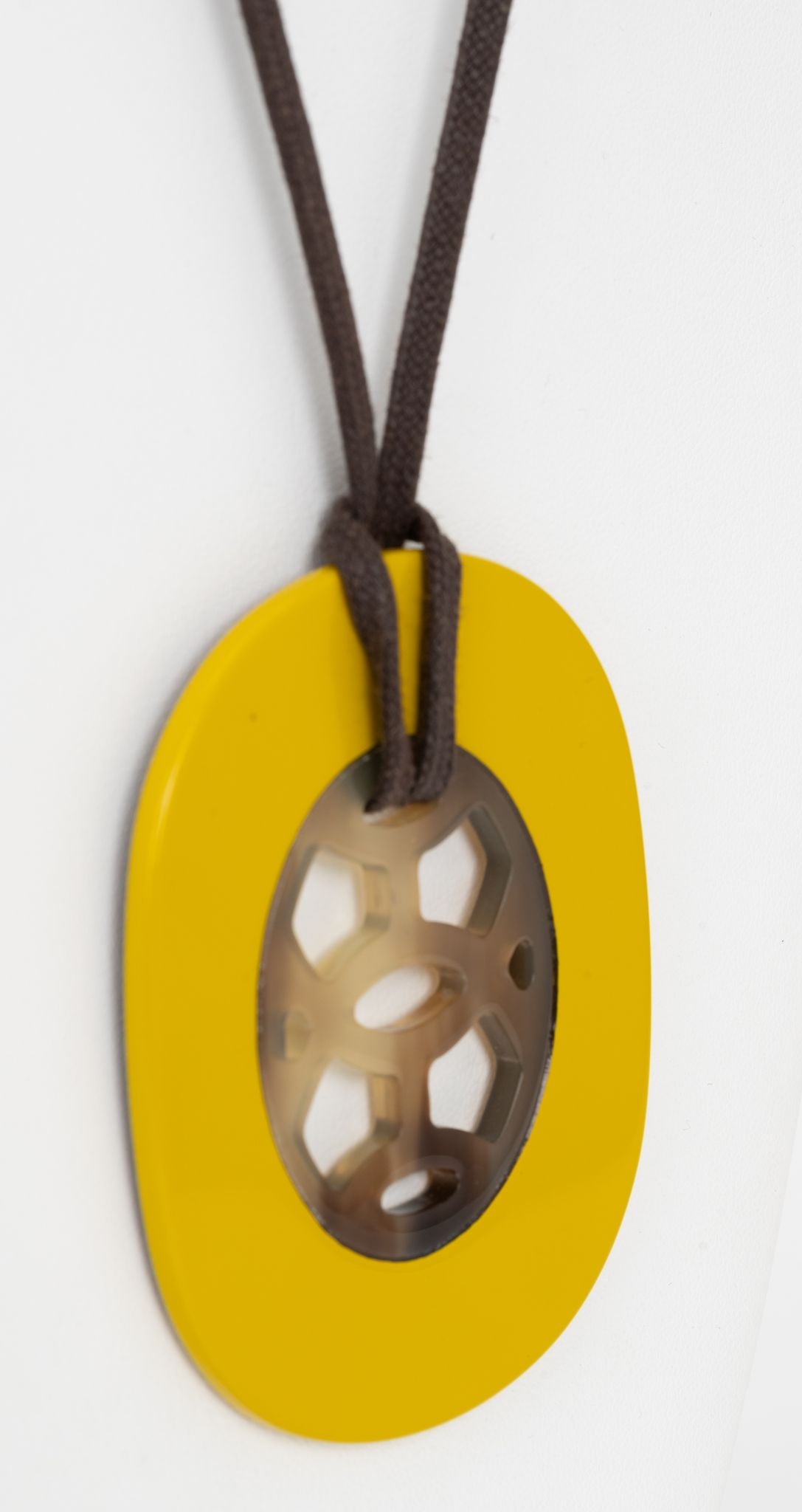 Hermes Yellow Horn Lift Pendant Necklace