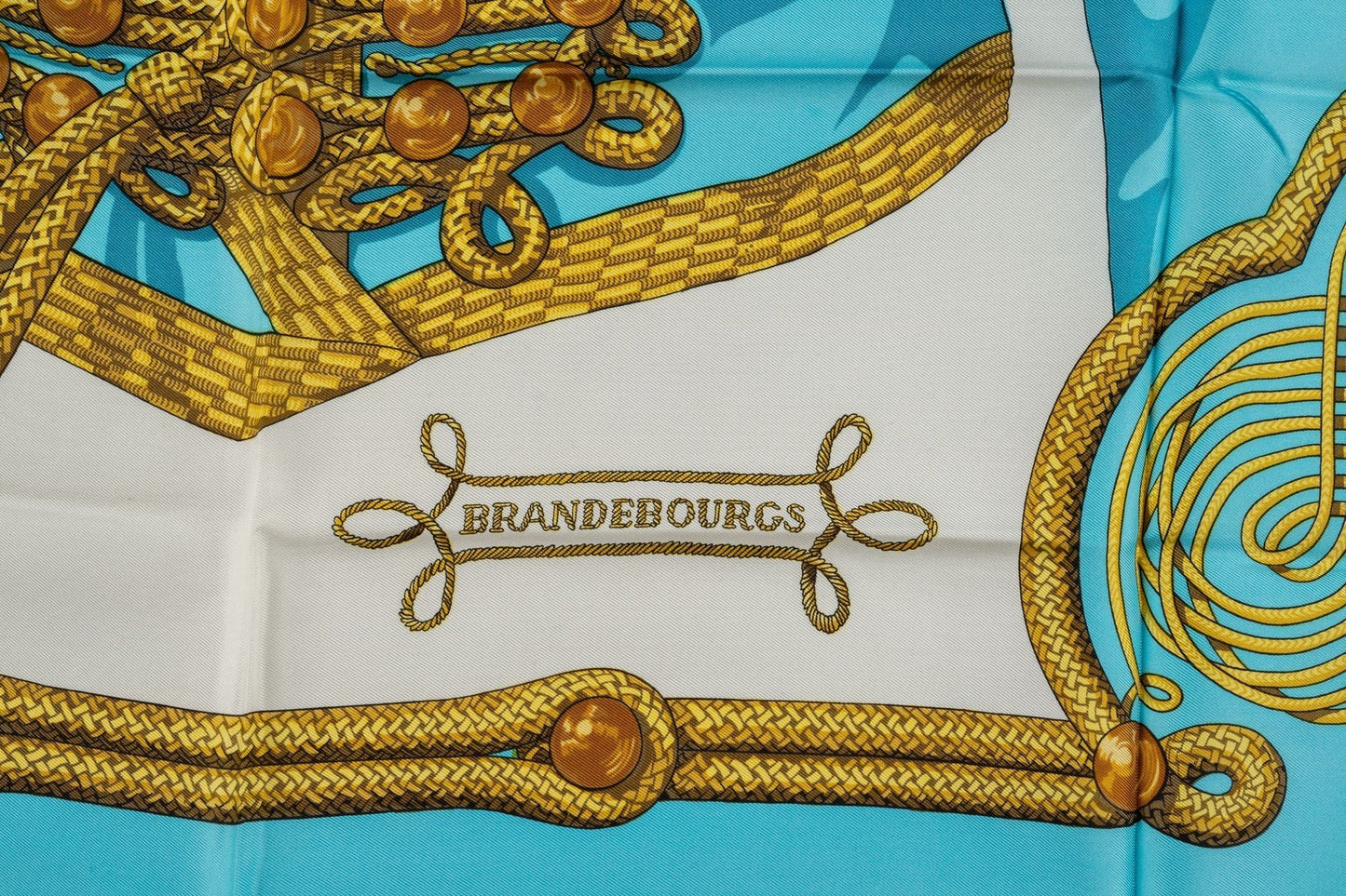 Hermes Brandebourgs Turquoise Silk Scarf