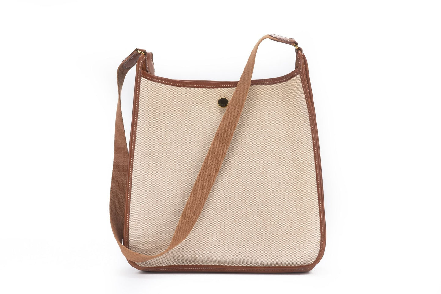 Hermes Toile and Gold Leather Vespa Bag