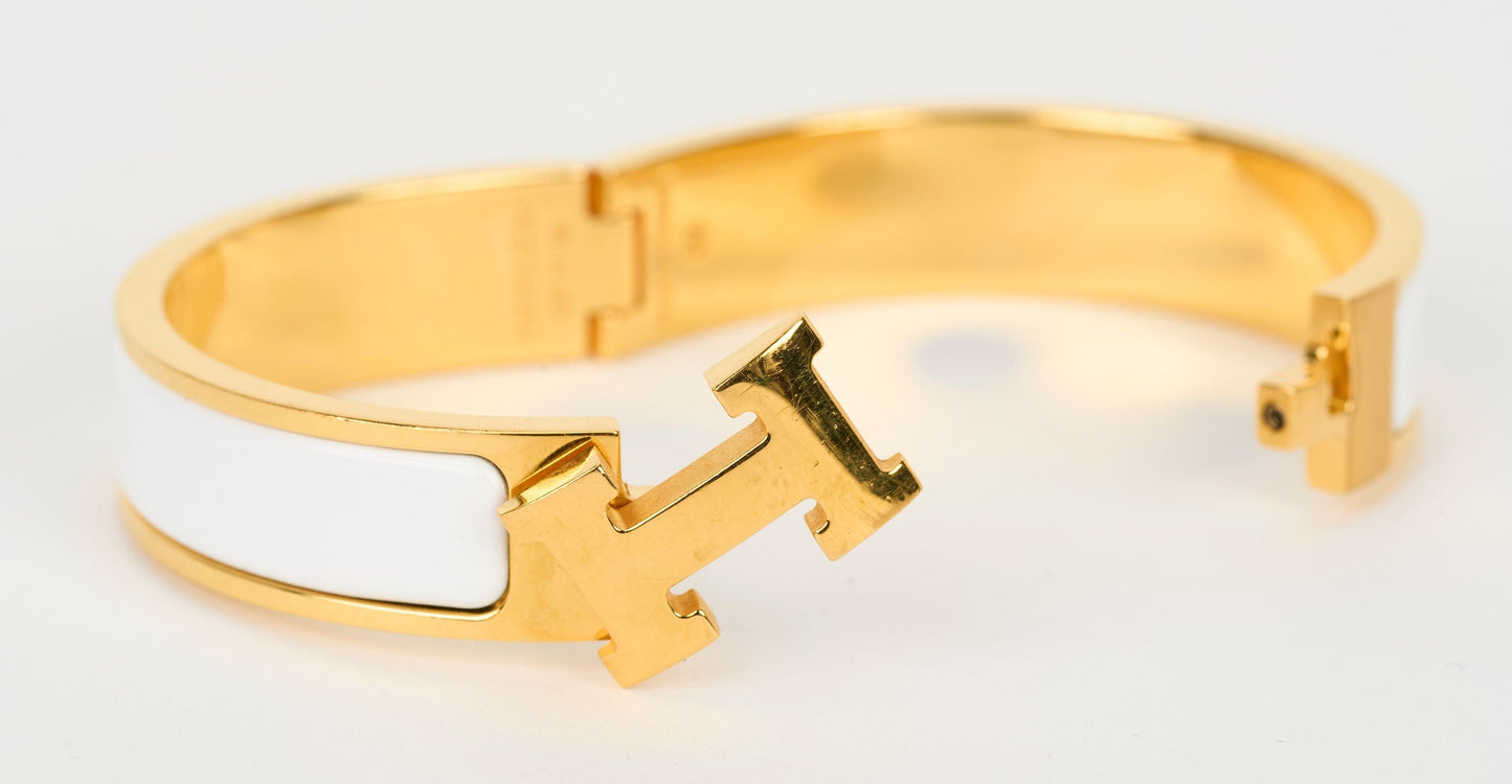 Hermes Thin Clic Clac H Enamel Bracelet