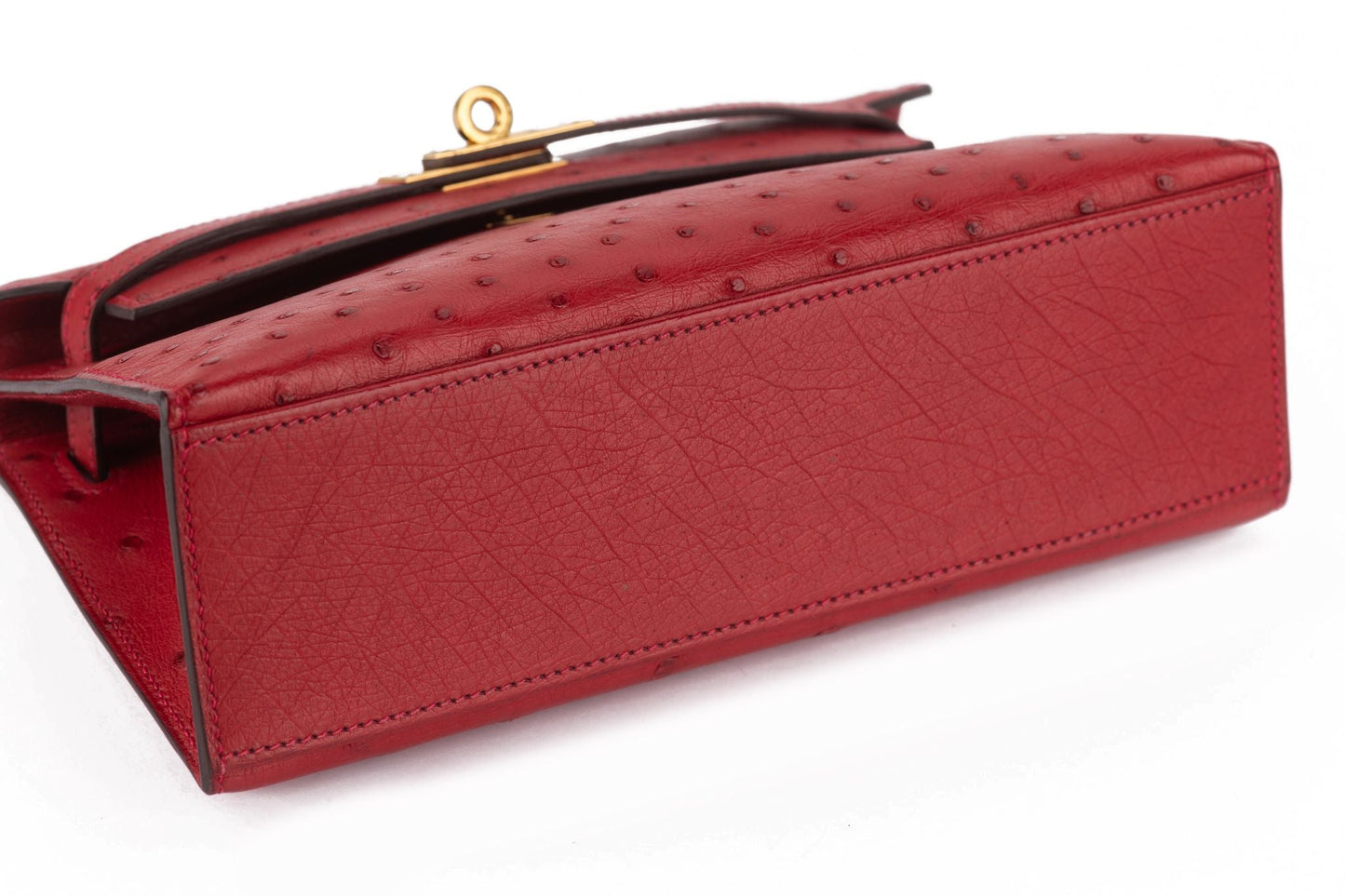 Hermes Ostrich Kelly Pochette Rouge