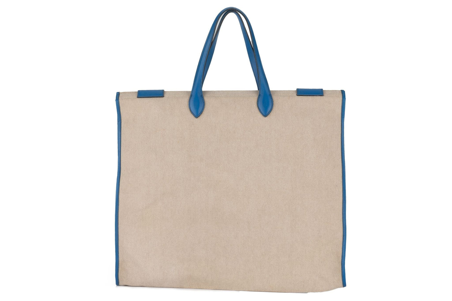 Hermes Kaba Tote Toile in Blue Leather