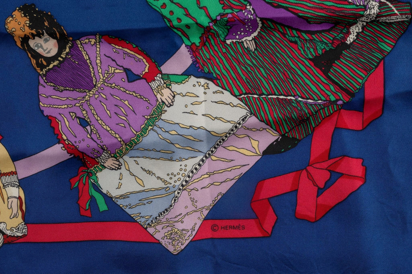 Hermes "Hello Dolly" Blue Silk Scarf