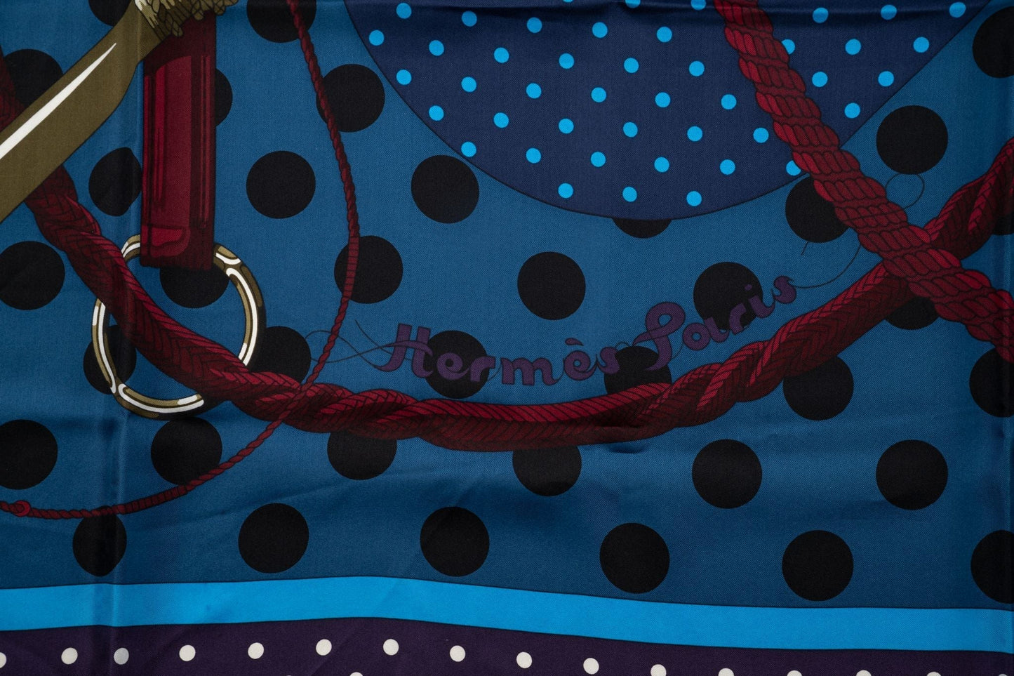 Hermes "Clic Clac" Navy Silk Shawl