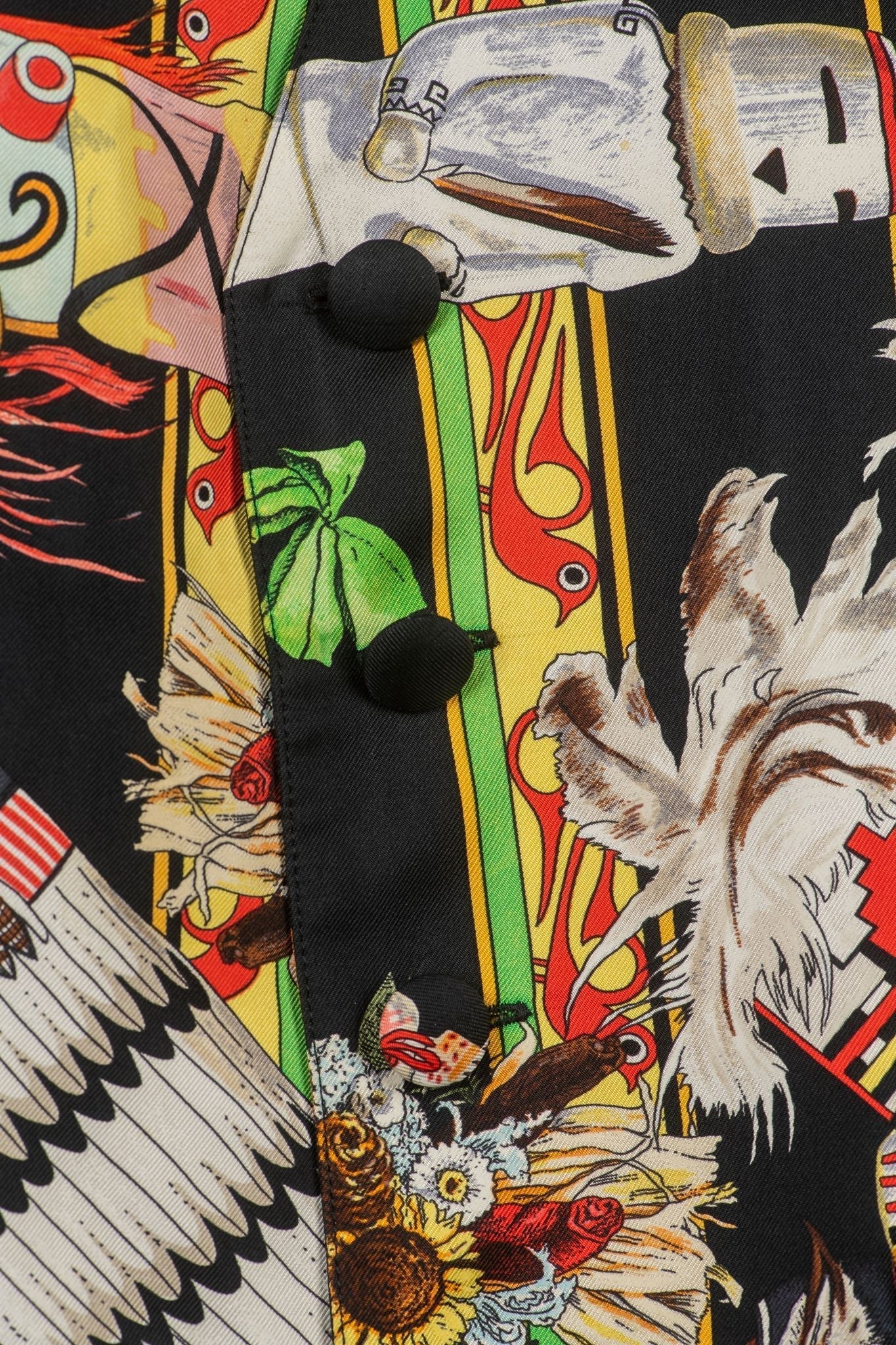 Hermes Black Kachinas Printed Silk Vest