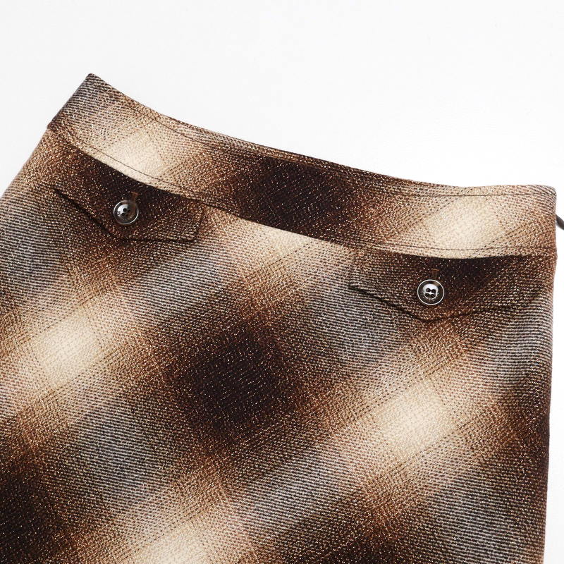 BURBERRY skirt FX366-863-55 wool Brown / Ivory Women 38