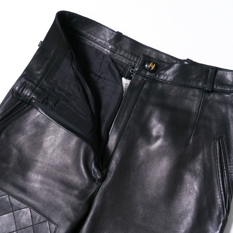 CHANEL Pants 31407 lambskin black Women 40