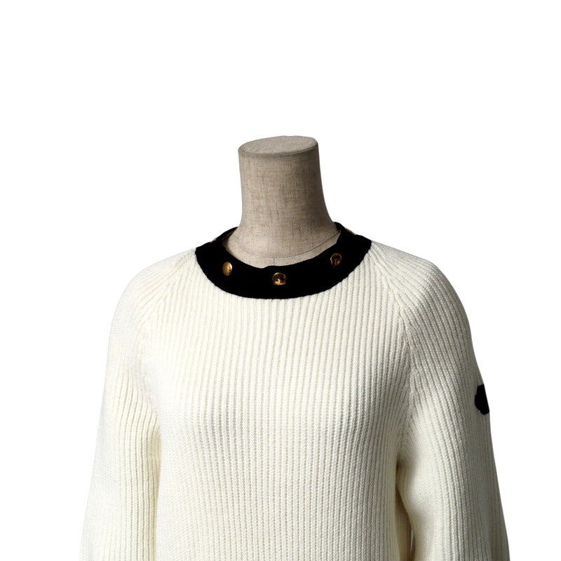 LOUIS VUITTON sweater FJKL15XZQ knit Bicolor white x black gold buttons Women S