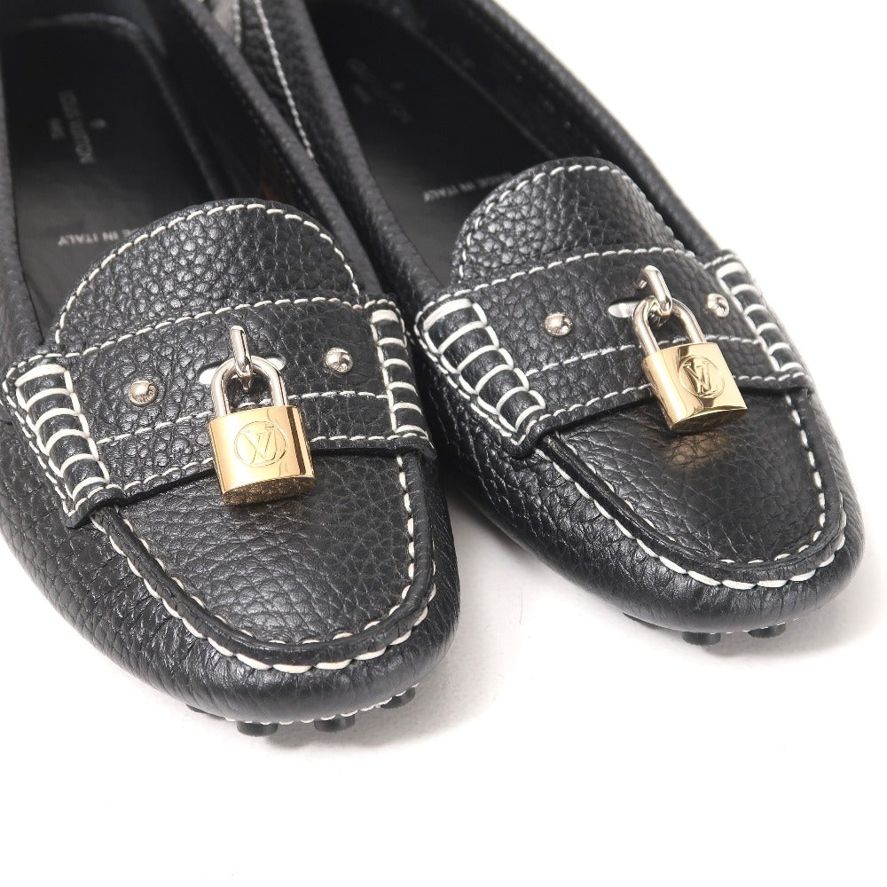 LOUIS VUITTON Slip-on leather Black White ND0196 Women 37